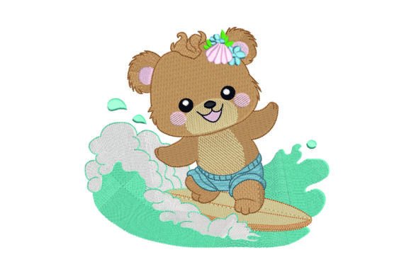 Baby Surfer Teddy Bear Embroidery Design
