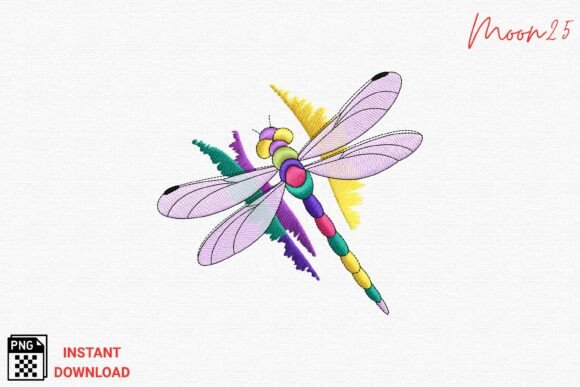 Colorful Dragonfly Embroidery PNG Review