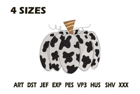 Cow Print Pumpkin Fall Embroidery Design