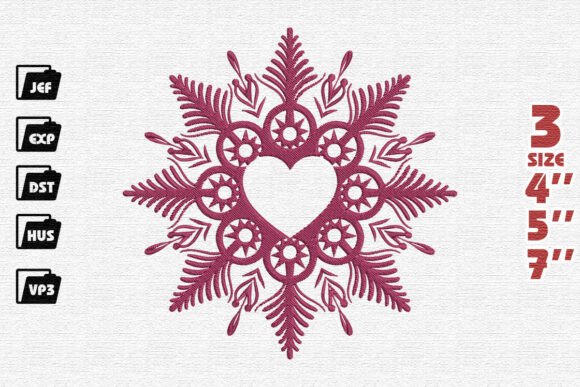 Ornate Heart and Star Snowflake Embroidery Design Review